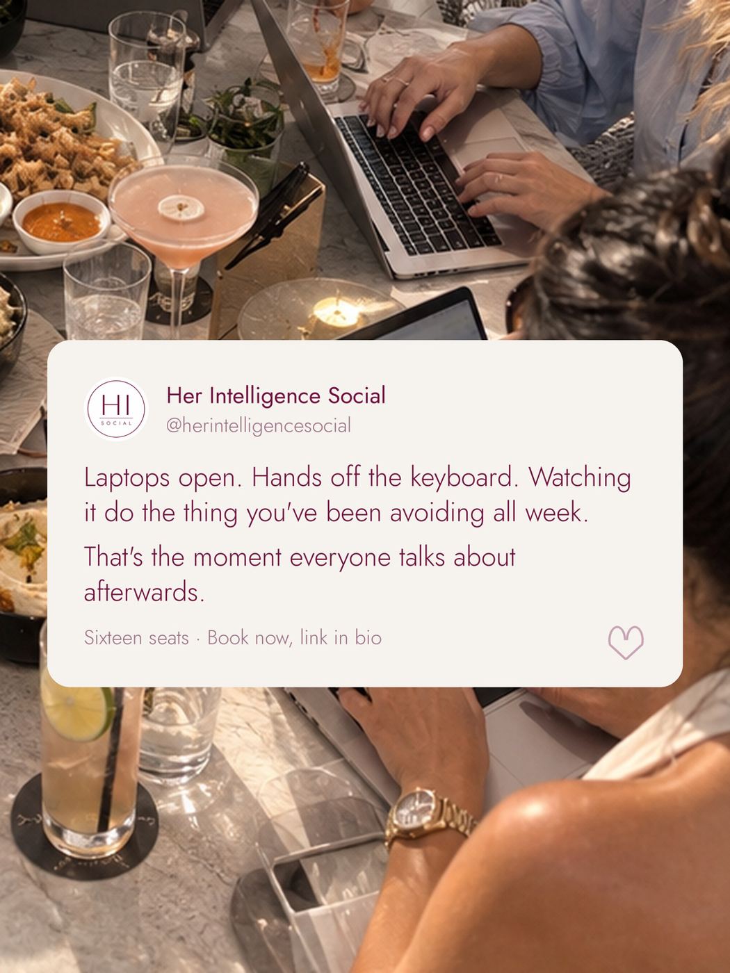HI Social post: laptops open, hands off the keyboard