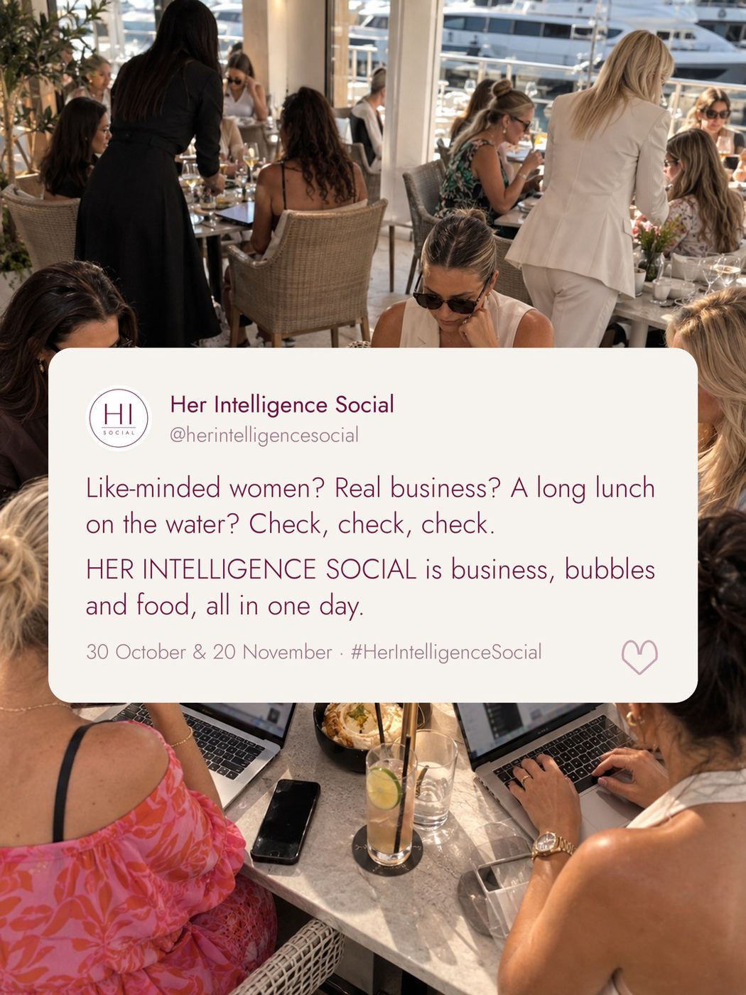 HI Social post: business, bubbles and food, all in one day