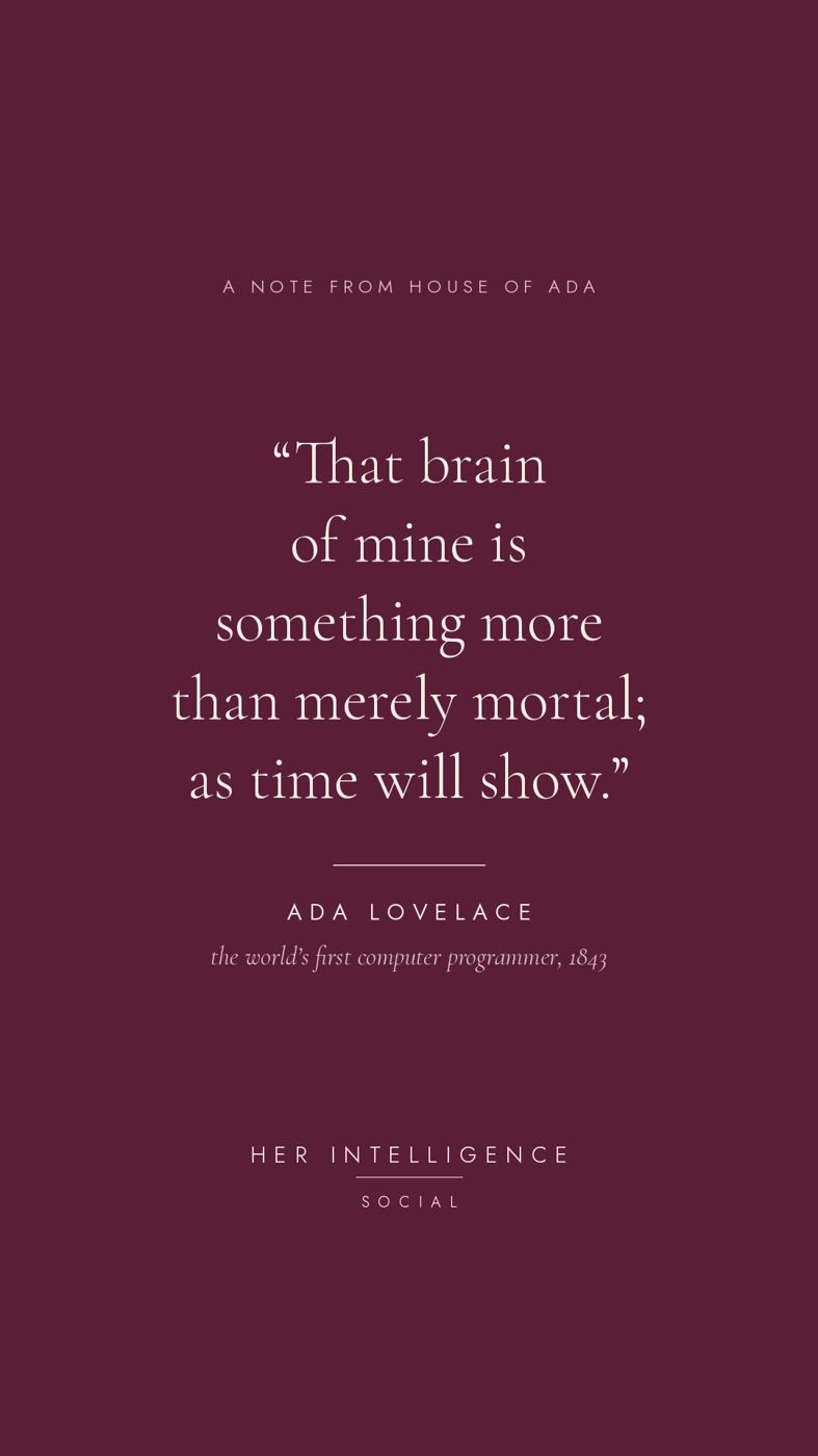 Ada Lovelace quote card from House of Ada