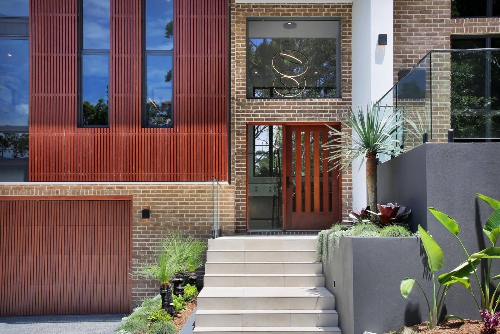 Front entry with timber door