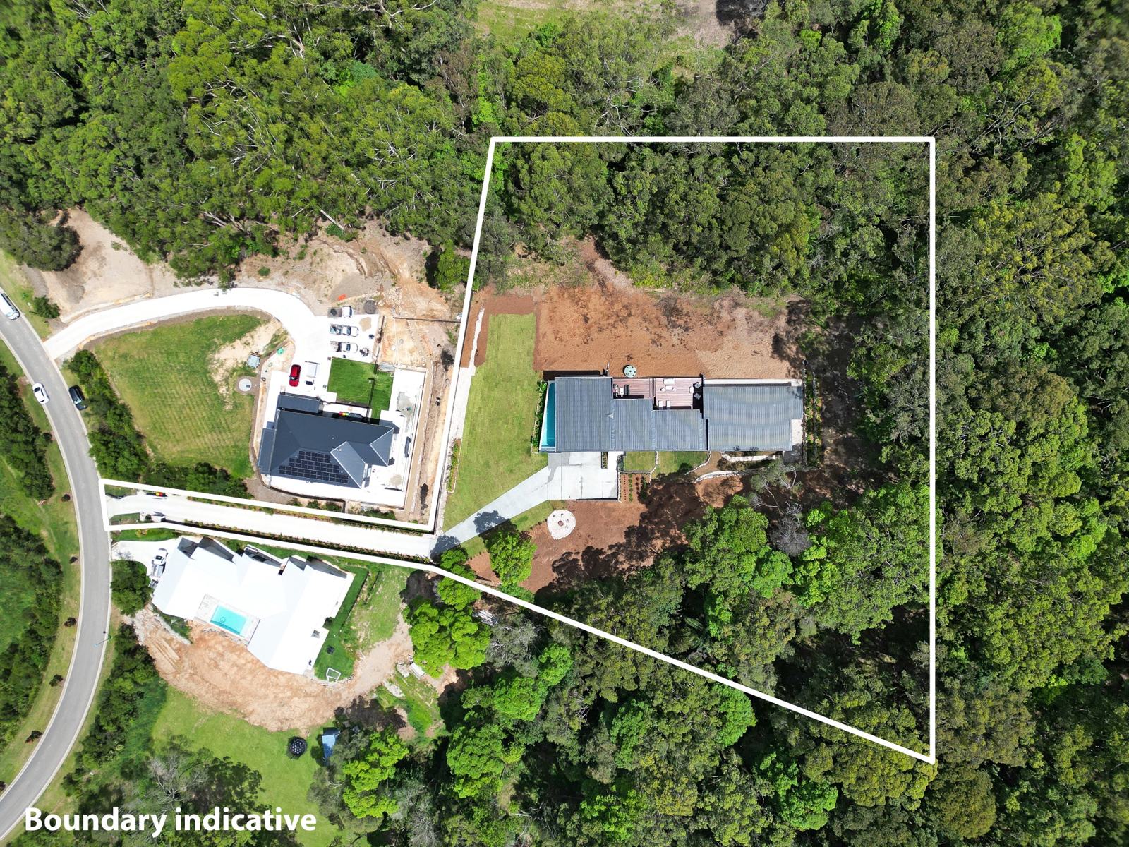 Aerial view of the block and home